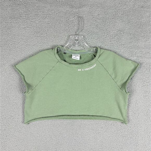 Gymshark Crop Top Women’s Medium Sage Custom Activewear Gym Yoga Running Dance - Picture 1 of 7